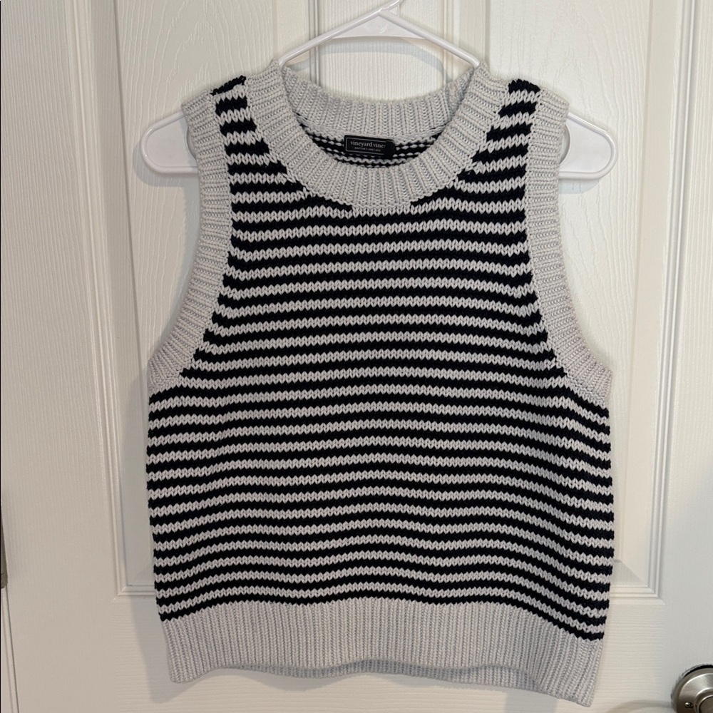 Vineyard Vines Summer sweater tank Blue & cream Striped cotton blend
